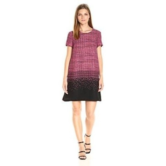 CeCe Pullover Short Sleeve Multi Color Ombre Tweed Shift Dress Size 4 - Picture 1 of 13